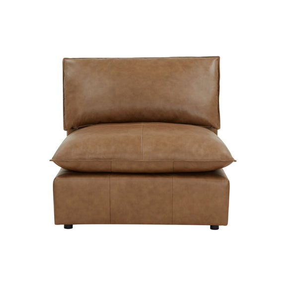 Cali Brown Leather Modular Armless Chair - Image 8