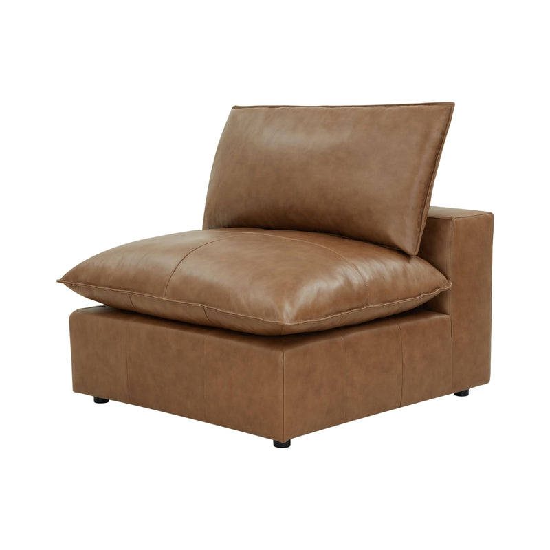 Cali Brown Leather Modular Armless Chair - Image 9