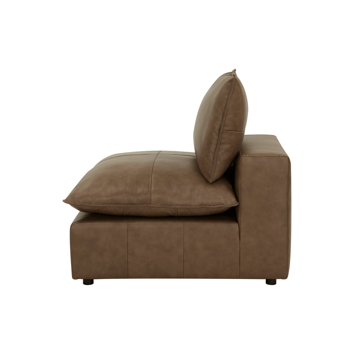 Cali Brown Leather Modular Armless Chair - Image 3