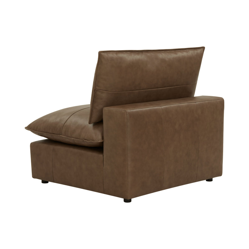 Cali Brown Leather Modular Armless Chair - Image 4