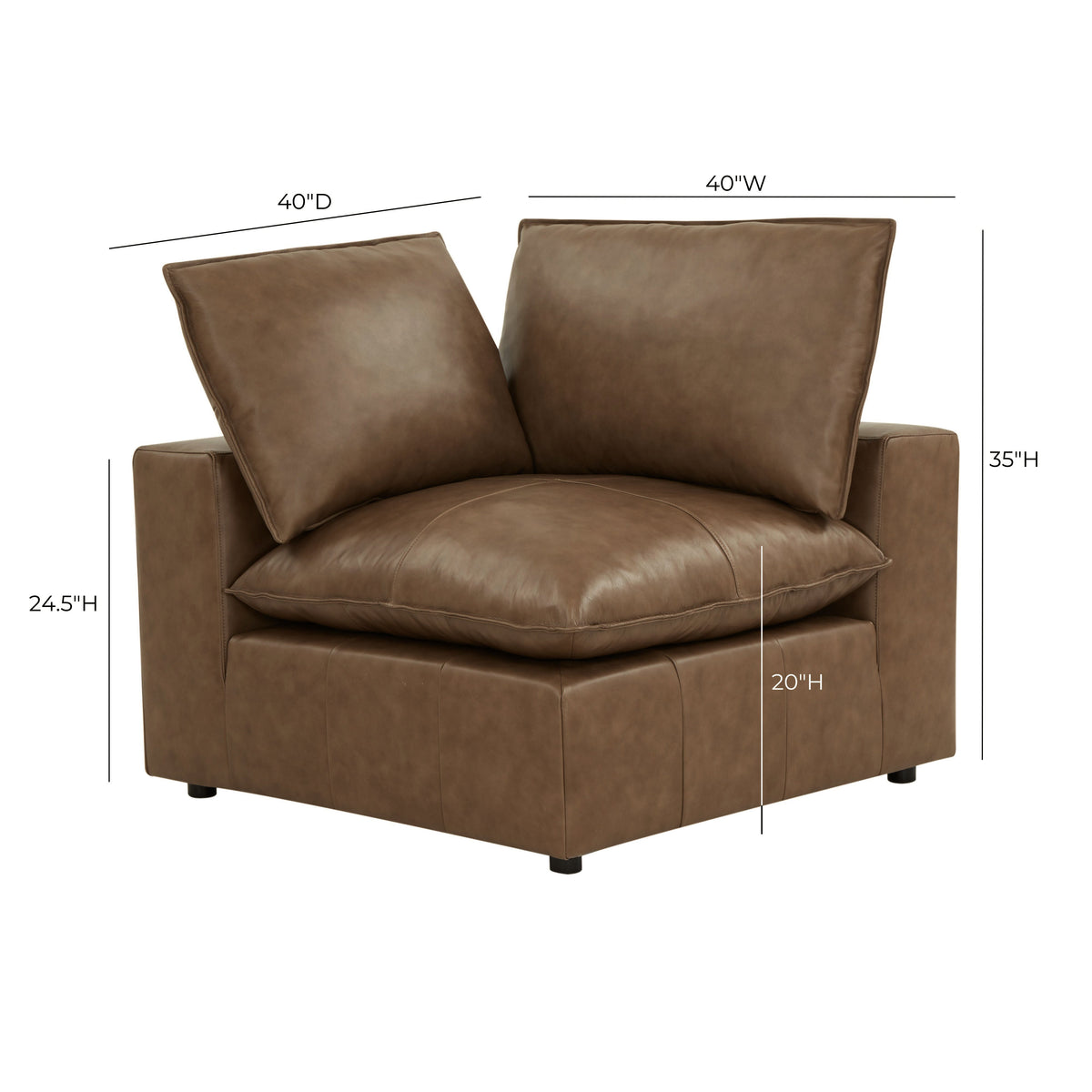 Cali Brown Leather Modular Corner Chair - Image 6