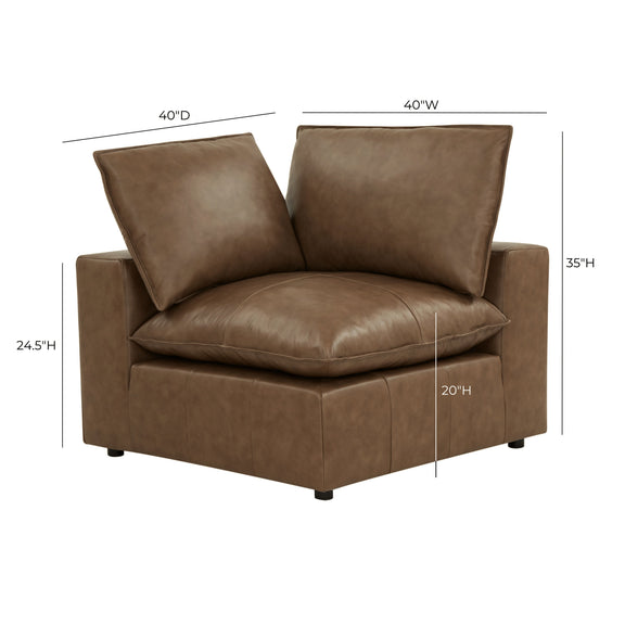 Cali Brown Leather Modular Corner Chair - Image 6