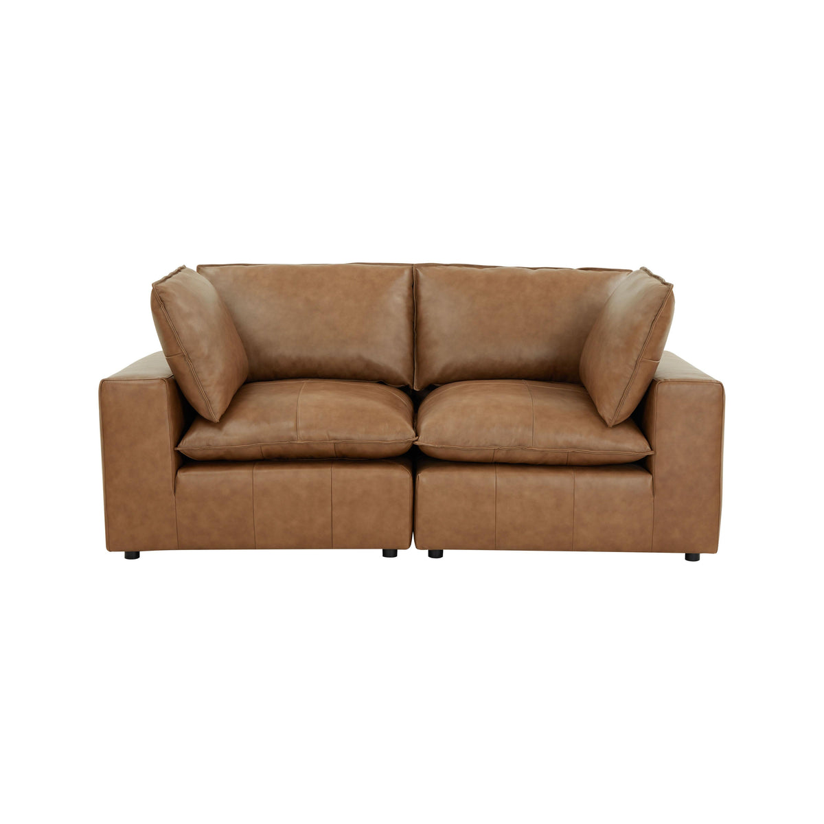 Cali 80" Brown Leather Modular Loveseat - Image 8