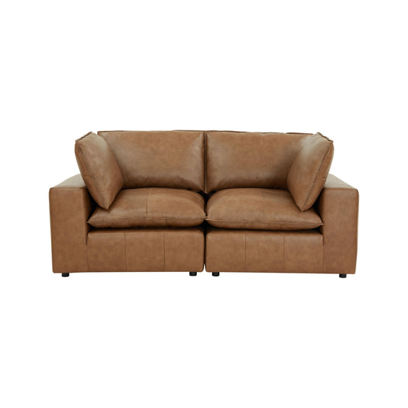 Cali 80" Brown Leather Modular Loveseat - Image 8