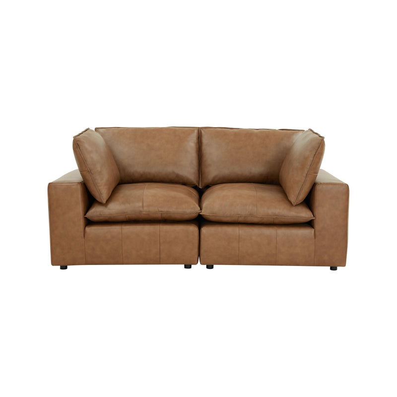Cali 80" Brown Leather Modular Loveseat - Image 8