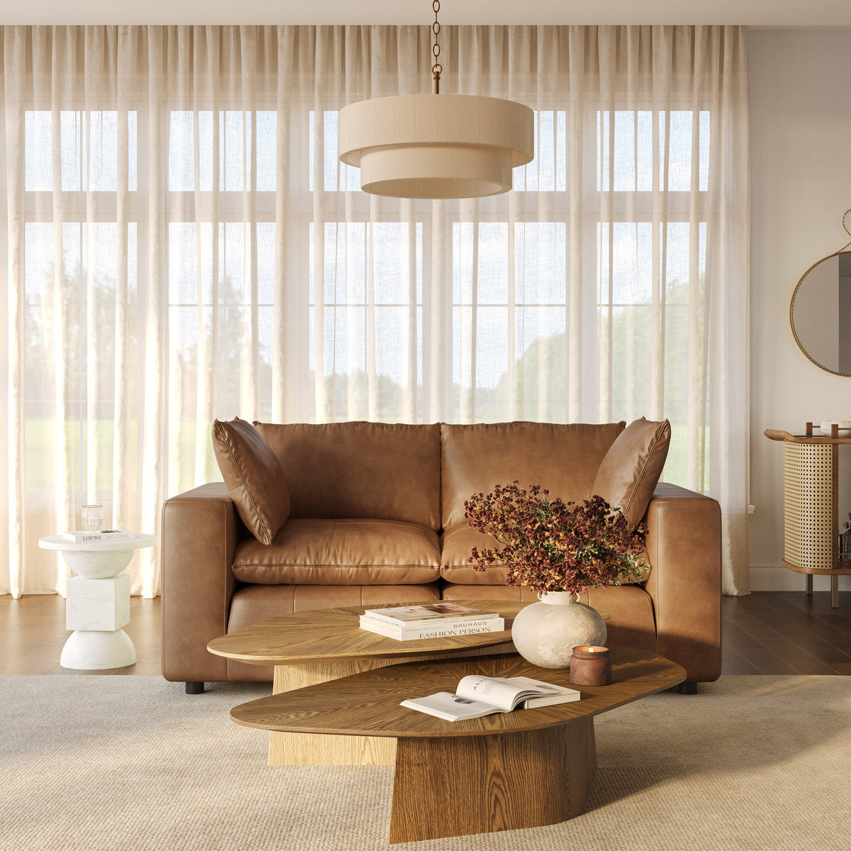 Cali 80" Brown Leather Modular Loveseat - Image 9