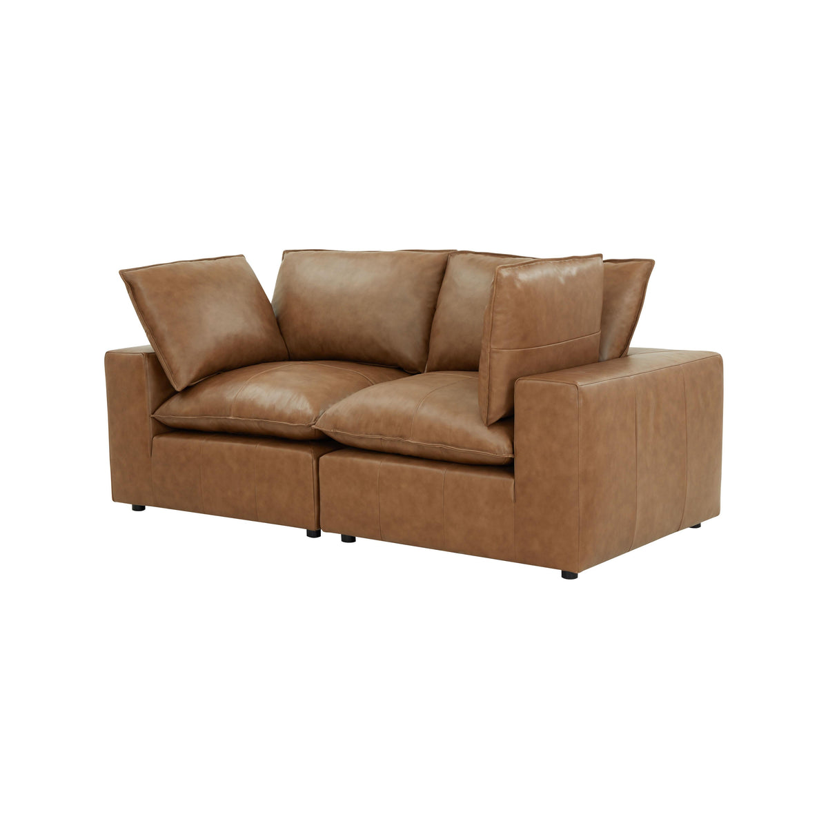 Cali 80" Brown Leather Modular Loveseat - Image 10