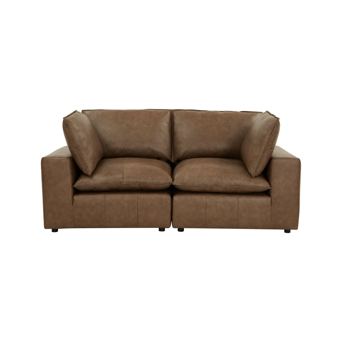 Cali 80" Brown Leather Modular Loveseat