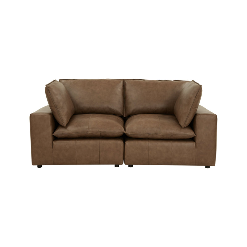 Cali 80" Brown Leather Modular Loveseat