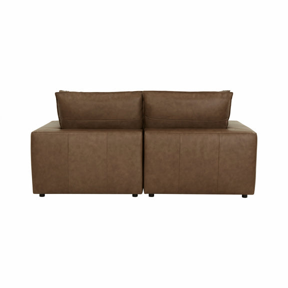 Cali 80" Brown Leather Modular Loveseat - Image 5