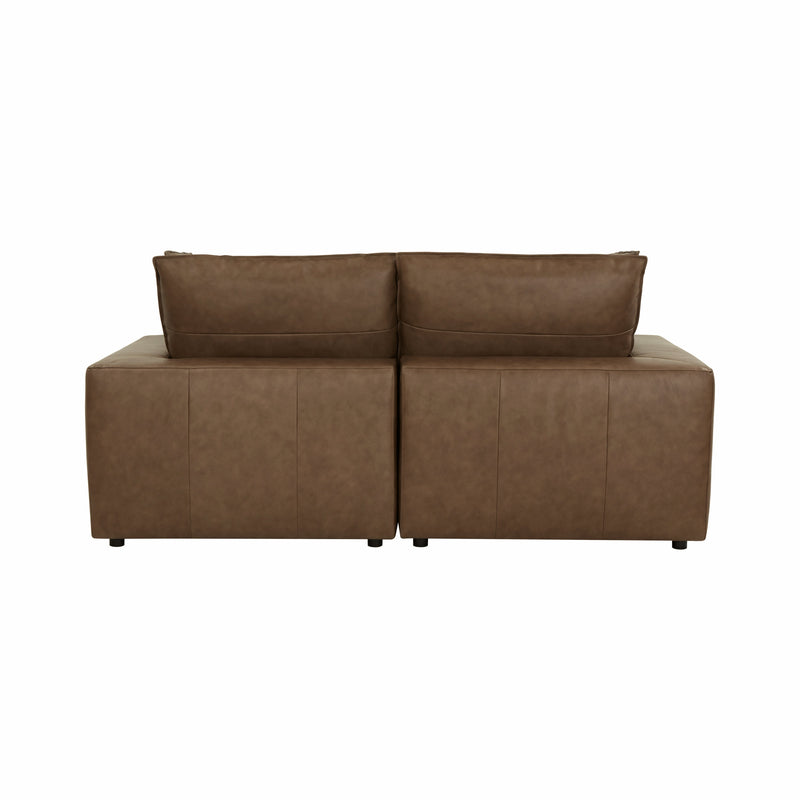 Cali 80" Brown Leather Modular Loveseat - Image 5