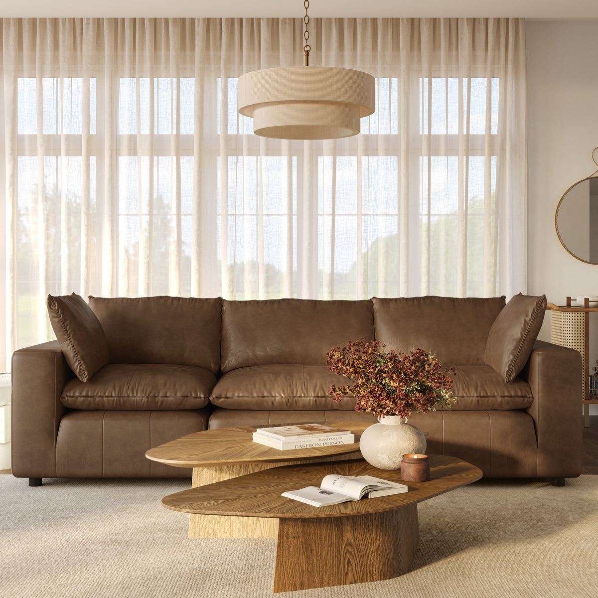 Cali 120" Brown Leather Modular Sofa - Image 2
