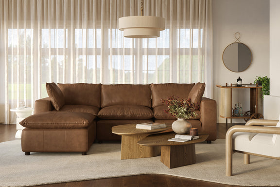 Cali 4 Piece Brown Leather Modular Sectional - Image 2