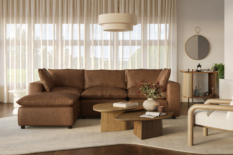 Cali 4 Piece Brown Leather Modular Sectional - Image 2