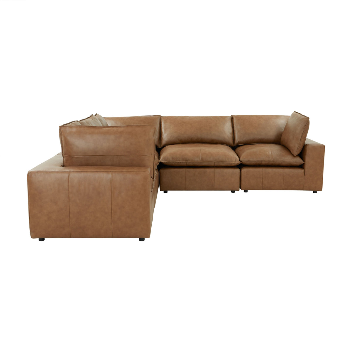 Cali 5 Piece Brown Leather Modular L Sectional - Image 8