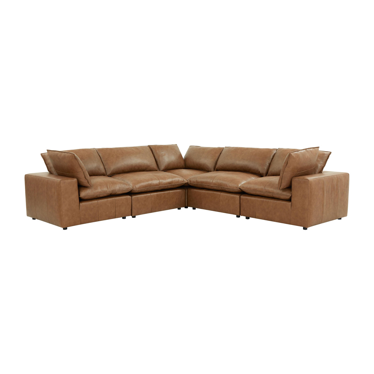 Cali 5 Piece Brown Leather Modular L Sectional - Image 9