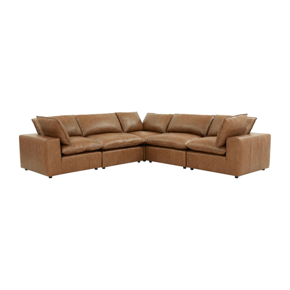 Cali 5 Piece Brown Leather Modular L Sectional - Image 9