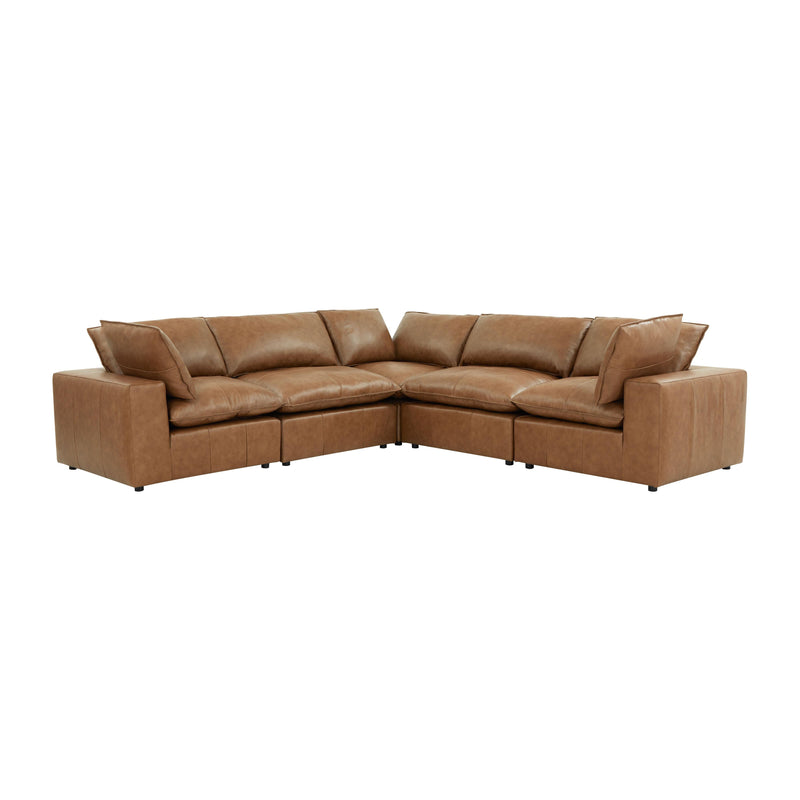 Cali 5 Piece Brown Leather Modular L Sectional - Image 9