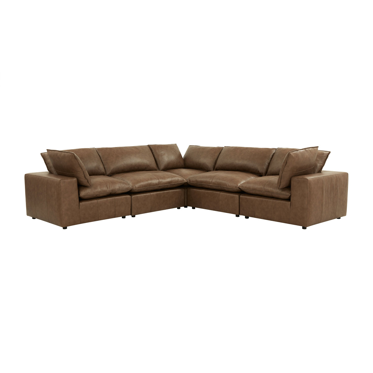 Cali 5 Piece Brown Leather Modular L Sectional