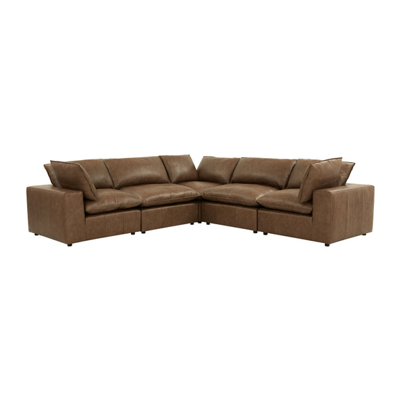 Cali 5 Piece Brown Leather Modular L Sectional