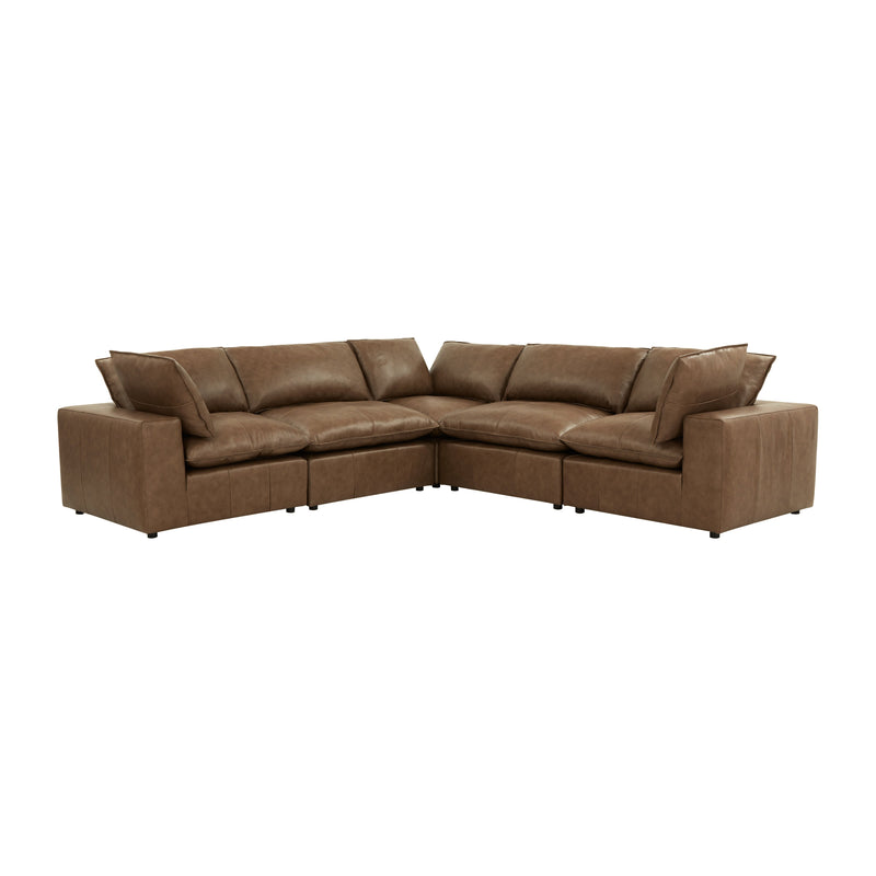 Cali 5 Piece Brown Leather Modular L Sectional