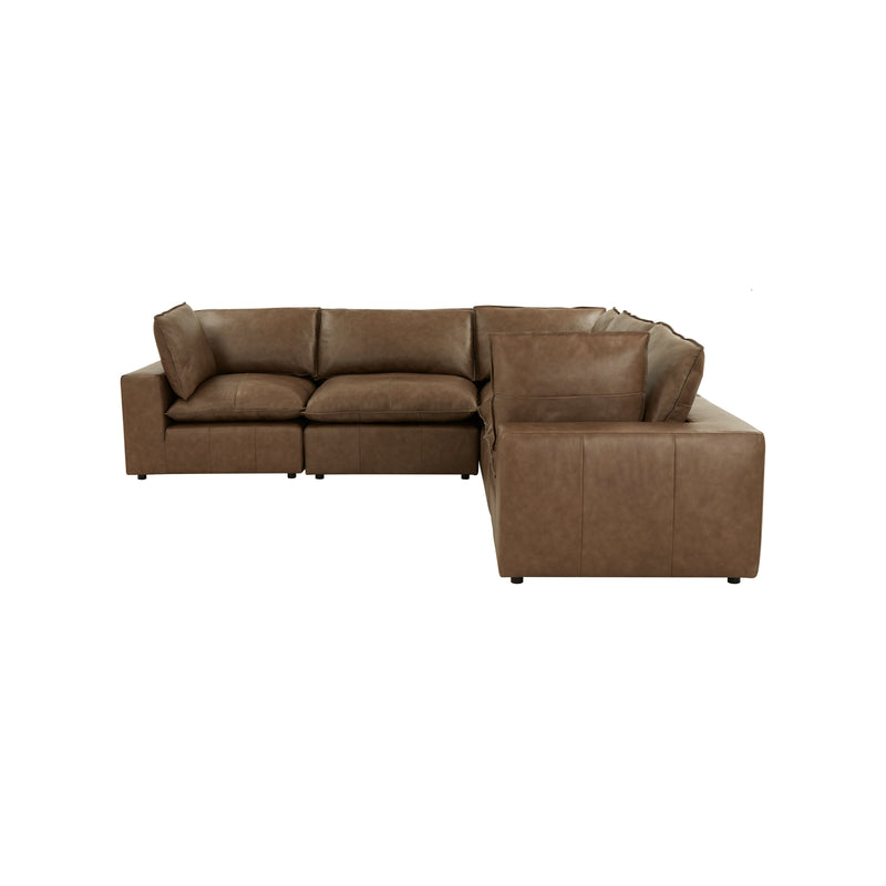Cali 5 Piece Brown Leather Modular L Sectional - Image 4
