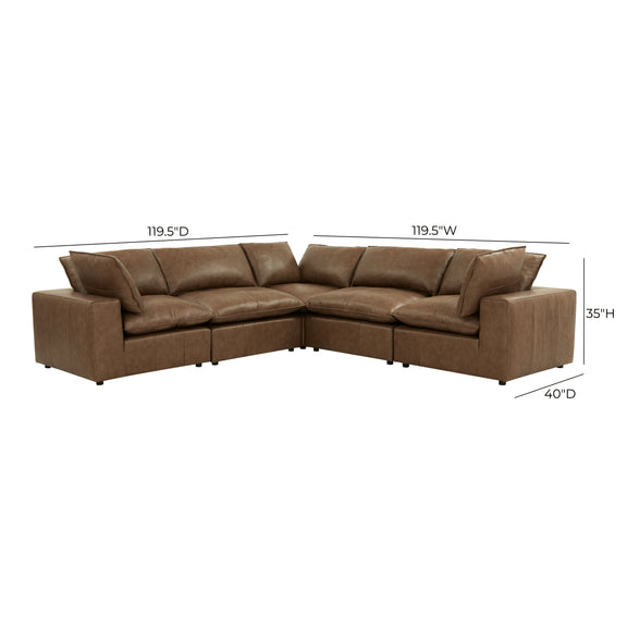 Cali 5 Piece Brown Leather Modular L Sectional - Image 6