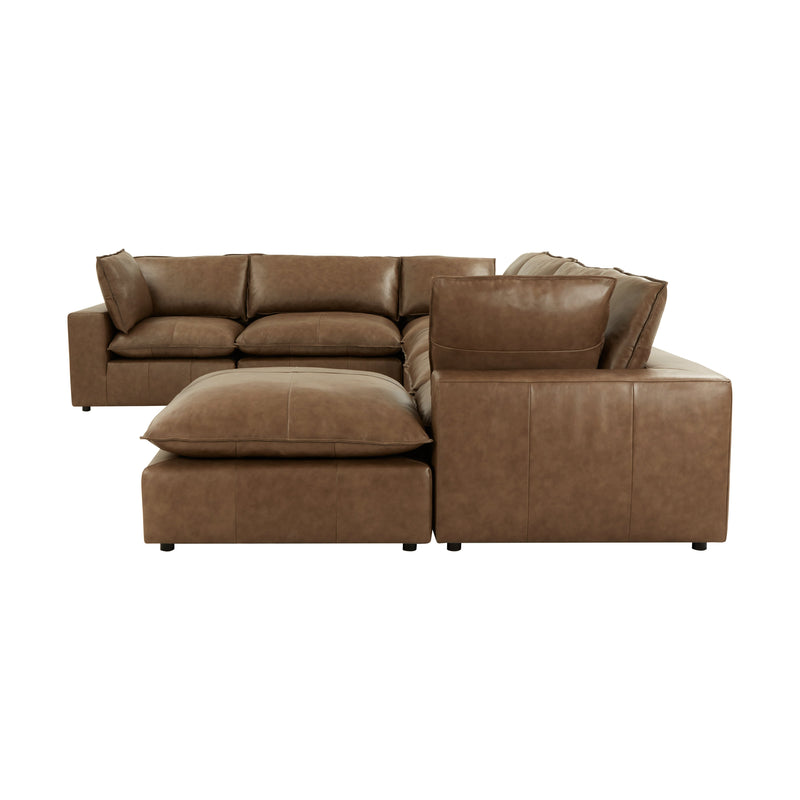 Cali 7 Piece Brown Leather Modular Large Chaise Sectional - Image 4