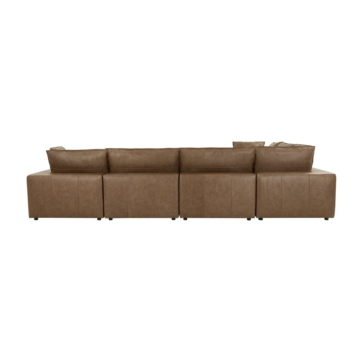 Cali 7 Piece Brown Leather Modular Large Chaise Sectional - Image 5
