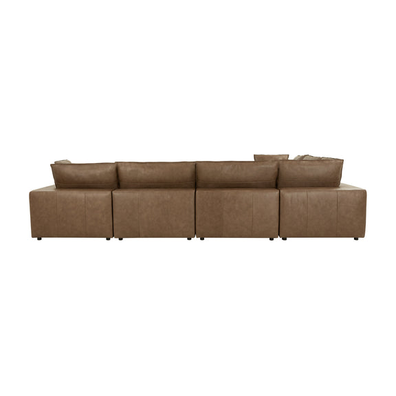 Cali 7 Piece Brown Leather Modular Large Chaise Sectional - Image 5