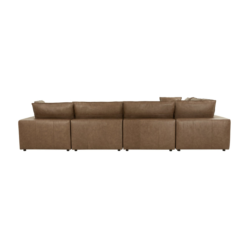 Cali 7 Piece Brown Leather Modular Large Chaise Sectional - Image 5