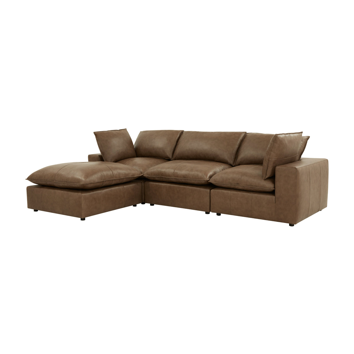 Cali 4 Piece Brown Leather Modular Sectional