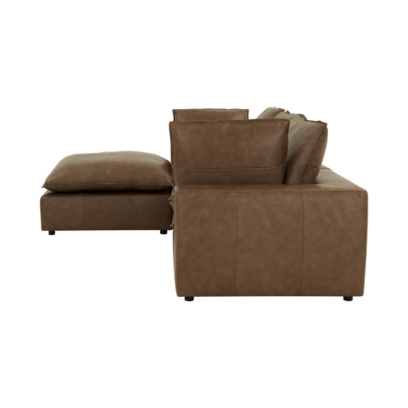 Cali 4 Piece Brown Leather Modular Sectional - Image 4