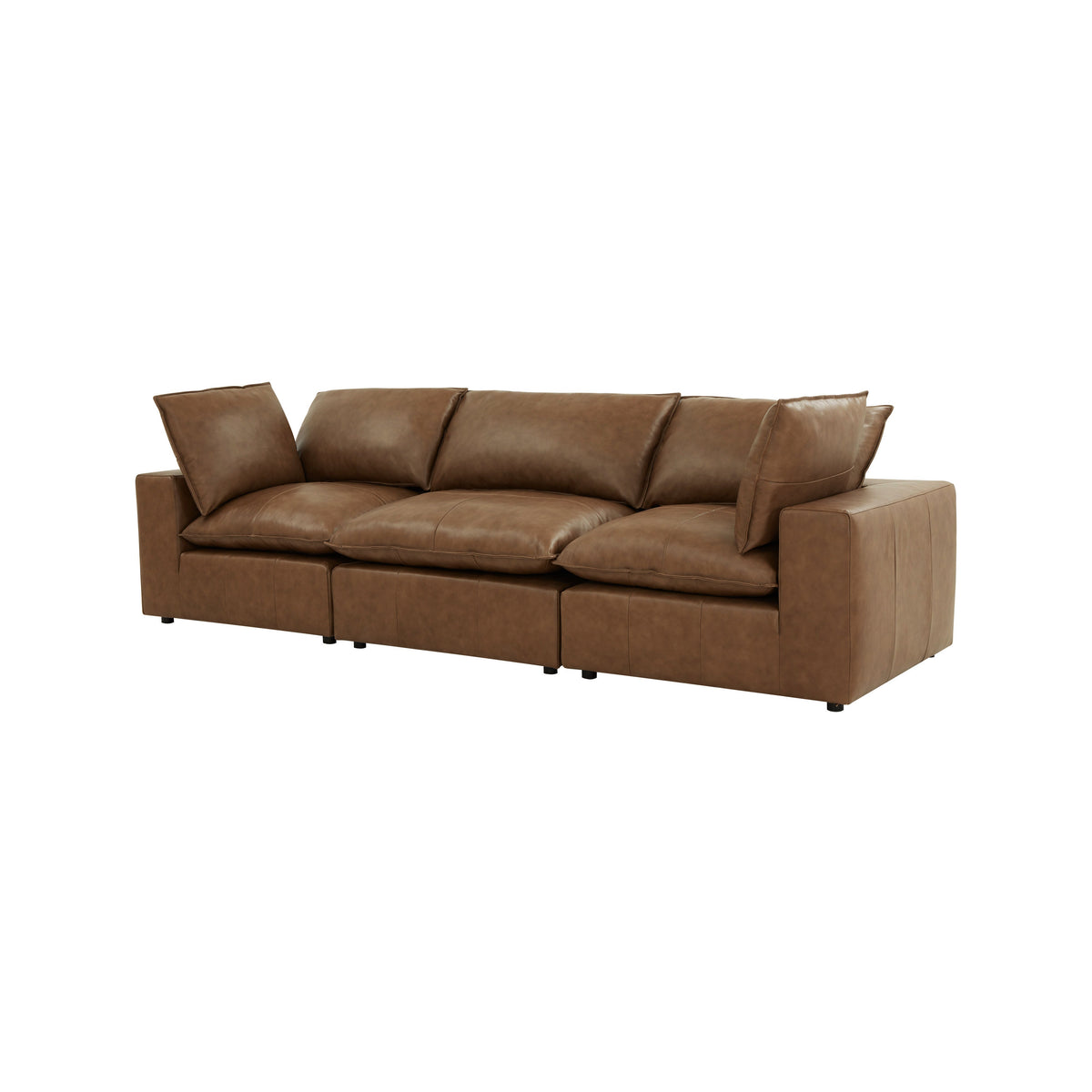 Cali 120" Brown Leather Modular Sofa - Image 3