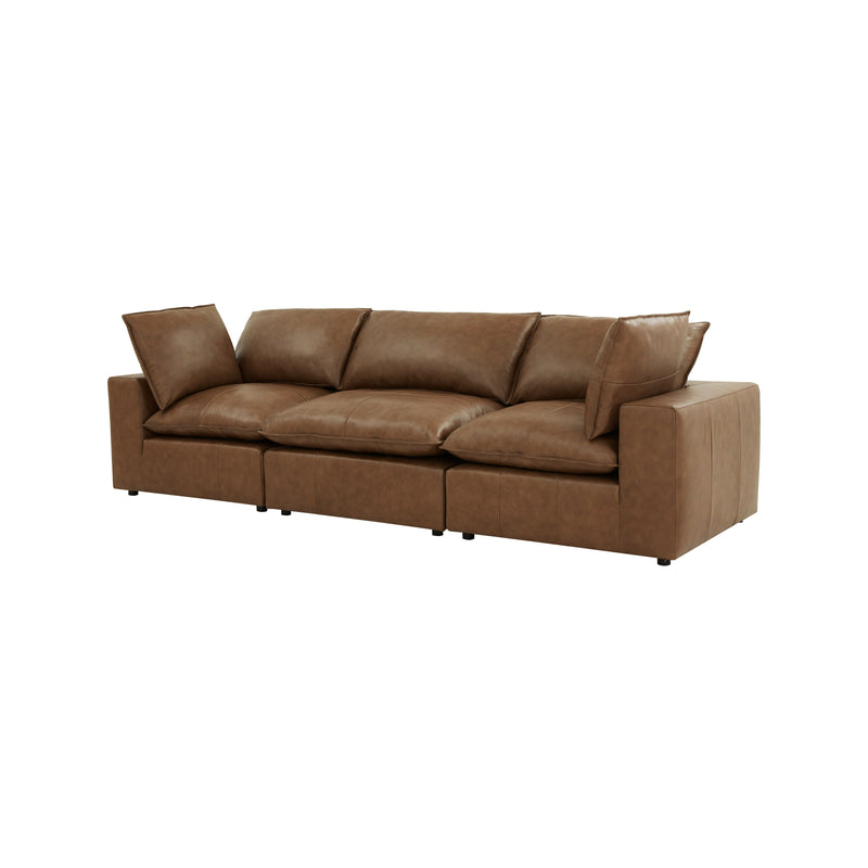 Cali 120" Brown Leather Modular Sofa - Image 3