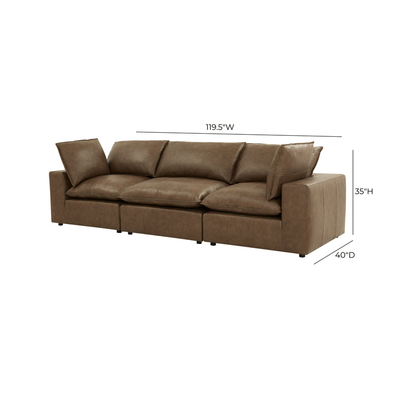 Cali 120" Brown Leather Modular Sofa - Image 6