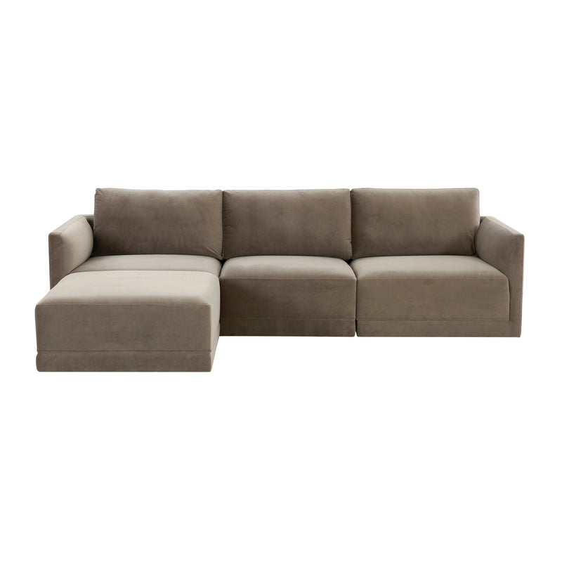 Willow 4 Piece Performance Velvet Modular Sectional