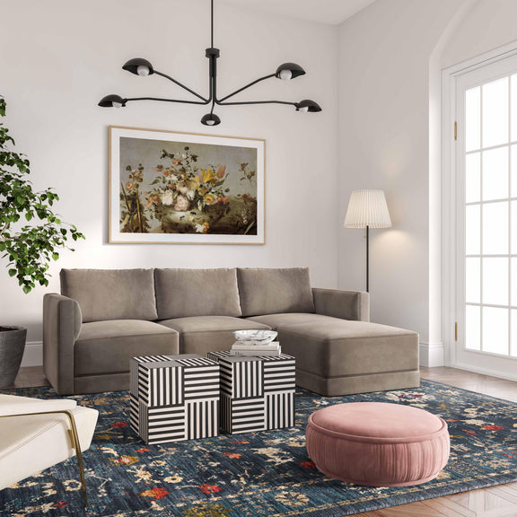 Willow 4 Piece Performance Velvet Modular Sectional - Image 2