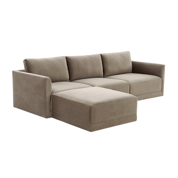 Willow 4 Piece Performance Velvet Modular Sectional - Image 3