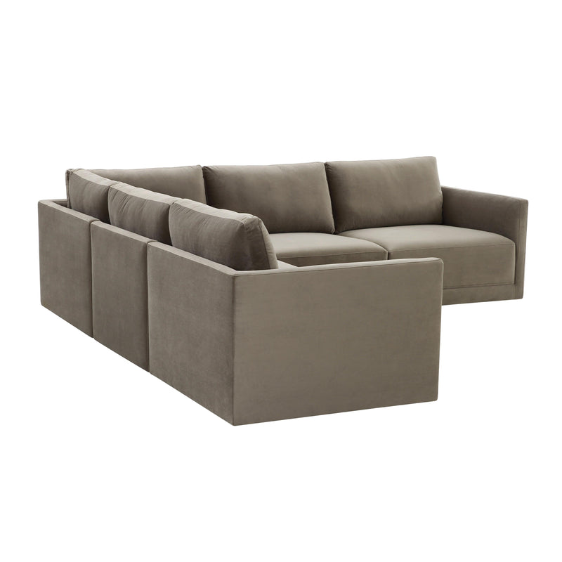 Willow 5 Piece Performance Velvet Modular L Sectional - Image 3