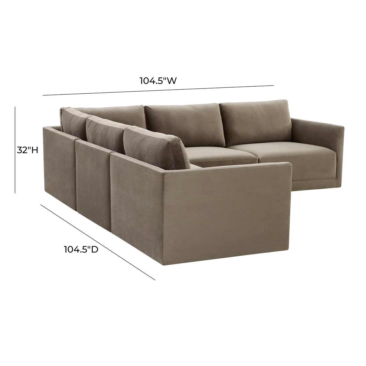 Willow 5 Piece Performance Velvet Modular L Sectional - Image 6