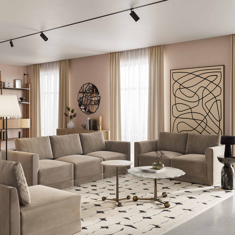 Willow 74" Performance Velvet Modular Loveseat - Image 2
