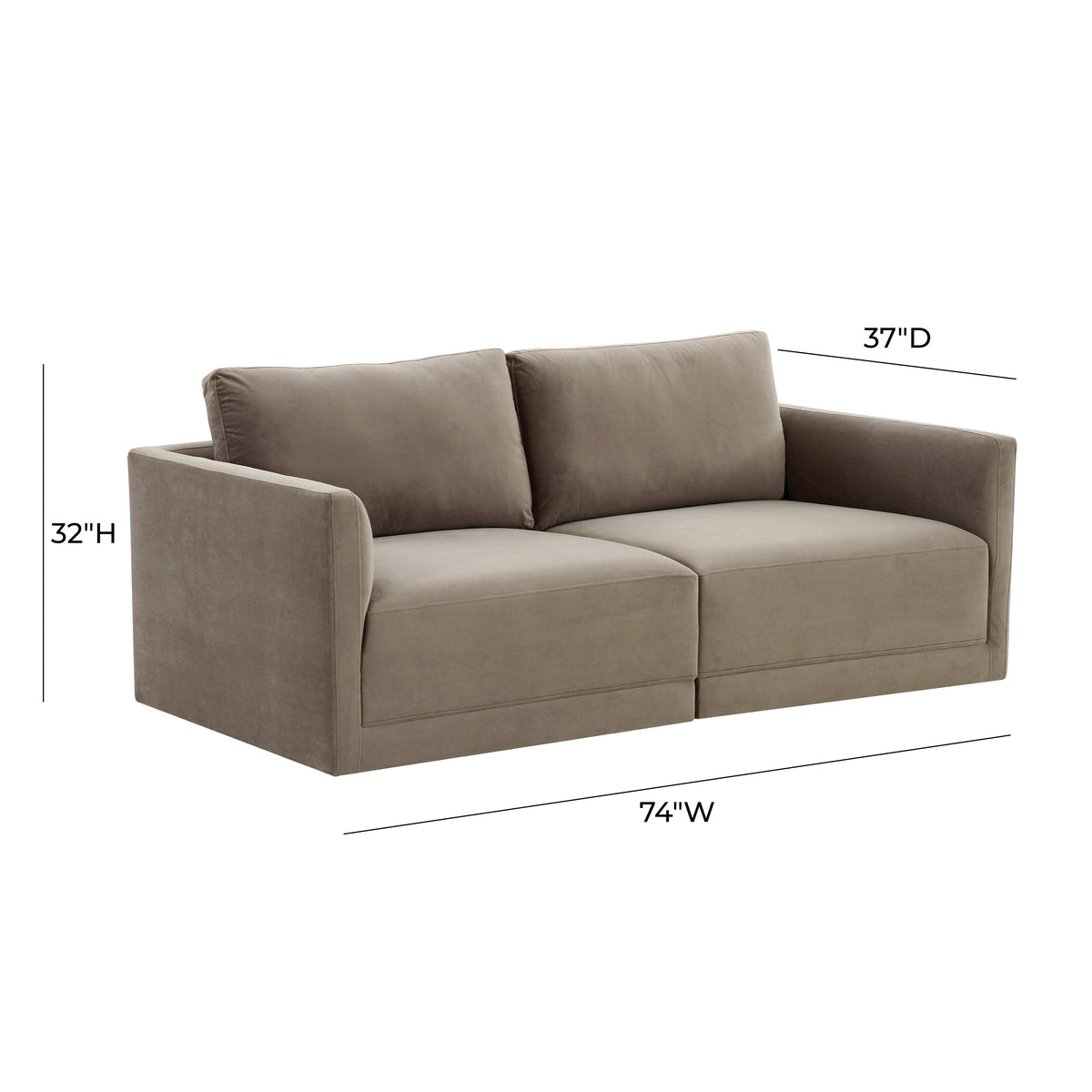 Willow 74" Performance Velvet Modular Loveseat - Image 6