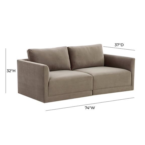 Willow 74" Performance Velvet Modular Loveseat - Image 6