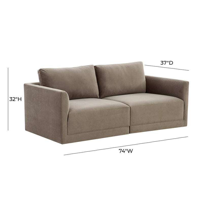 Willow 74" Performance Velvet Modular Loveseat - Image 6