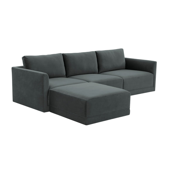 Willow 4 Piece Performance Velvet Modular Sectional - Image 9
