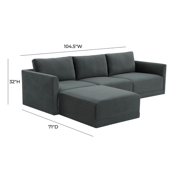 Willow 4 Piece Performance Velvet Modular Sectional - Image 12