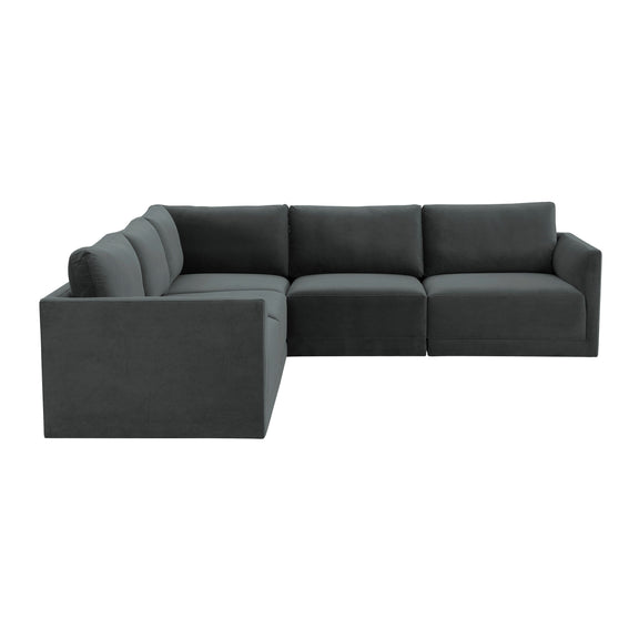Willow 5 Piece Performance Velvet Modular L Sectional - Image 7