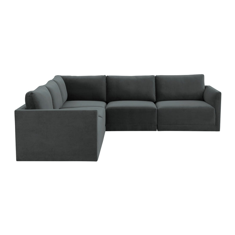 Willow 5 Piece Performance Velvet Modular L Sectional - Image 7