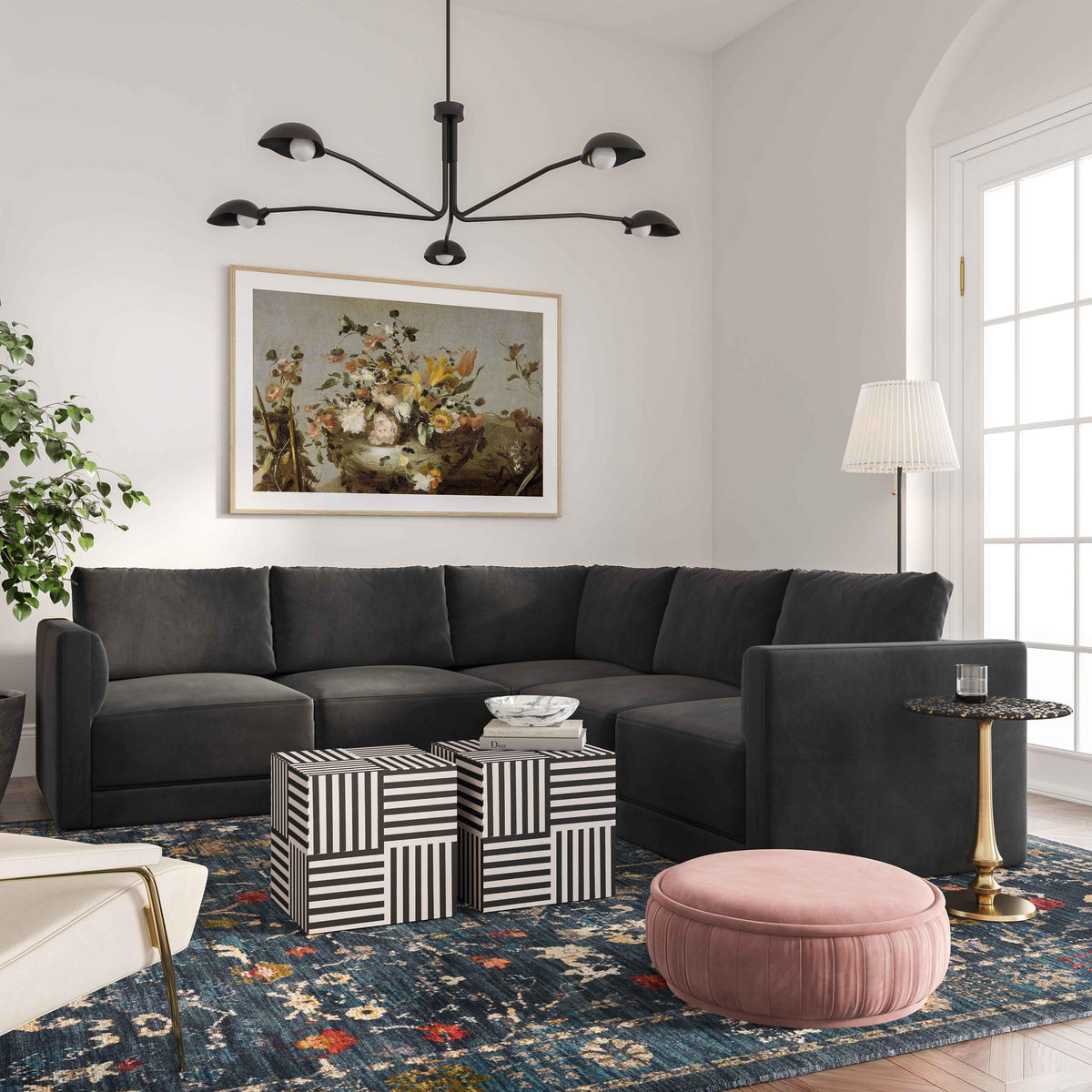 Willow 5 Piece Performance Velvet Modular L Sectional - Image 8